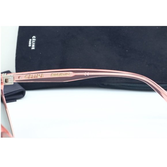 CELINE CL 41448S 35J/QT Round Sunglasses Crystal Pink Green Lens NEW! main image 4